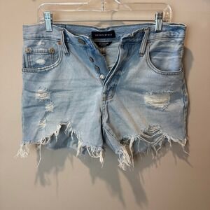 AEROPASTALE 90s‎ High Rise Cut Off Distressed Denim Shorts Size 8